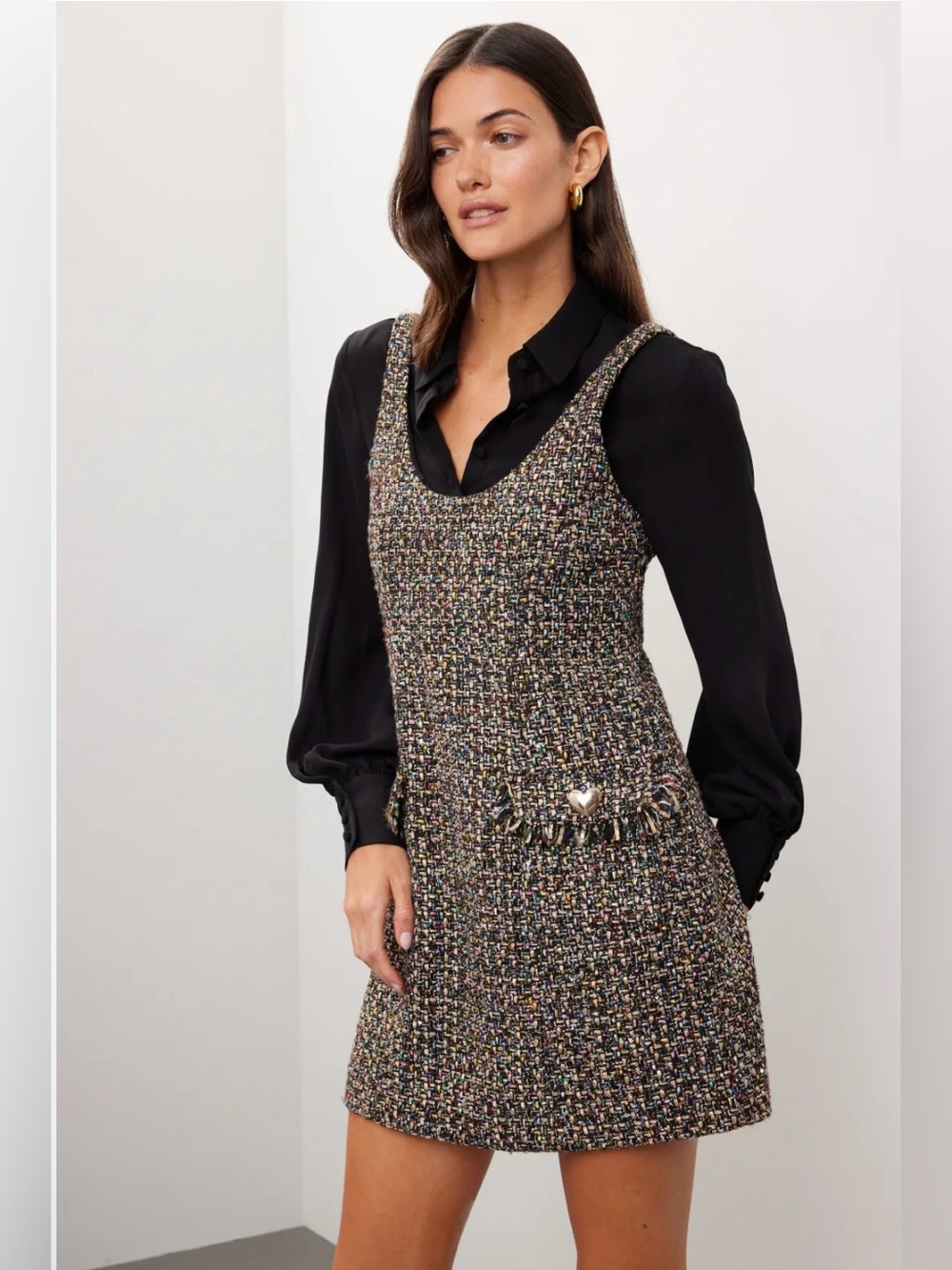 New Cinq a Sept Florianna Confetti Tweed Mini Dress Size 4